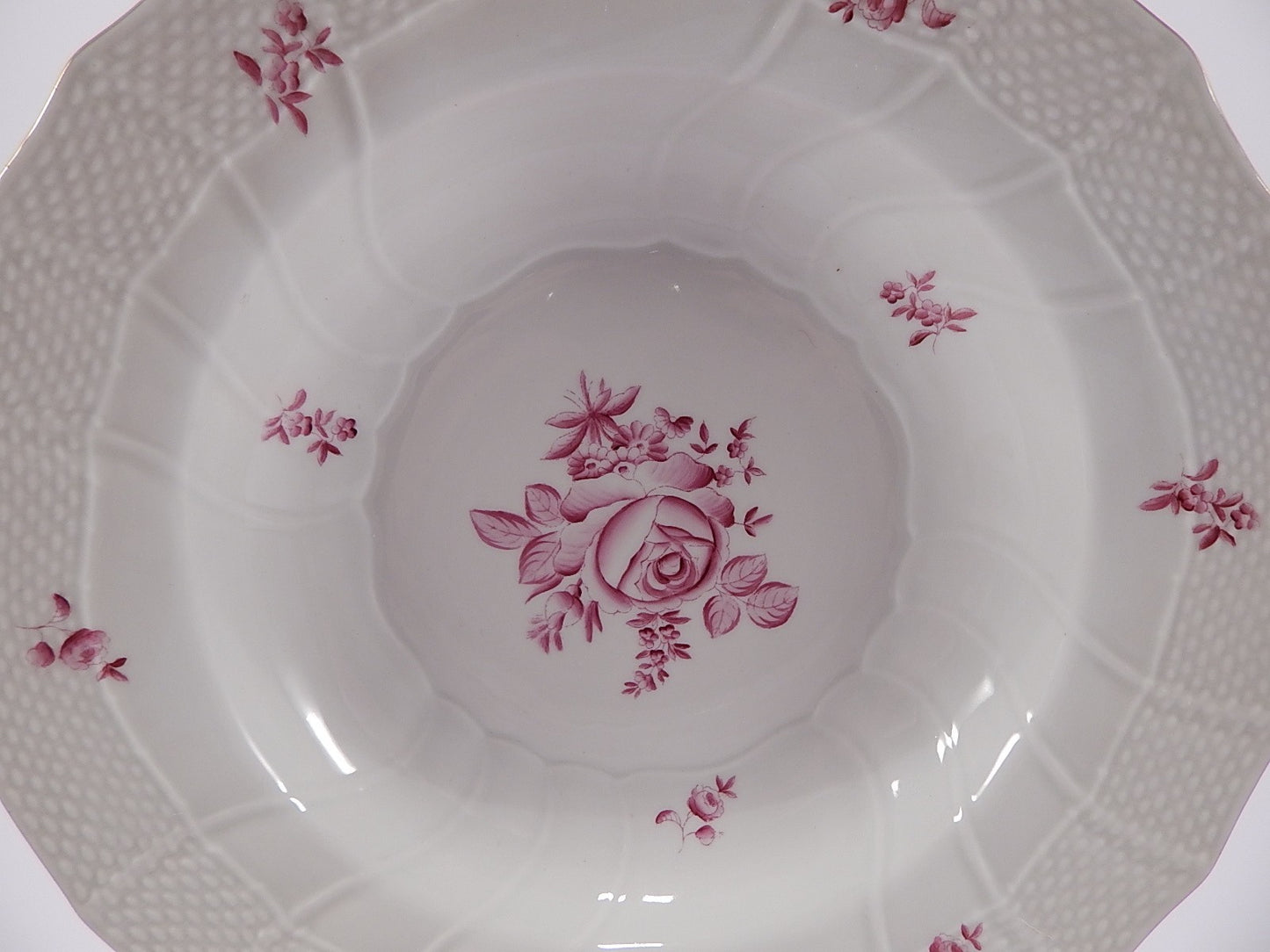 PIATTO FONDO PORCELLANA HEREND HUNGARY ROSE HAND-MADE PORCELAIN PLATE