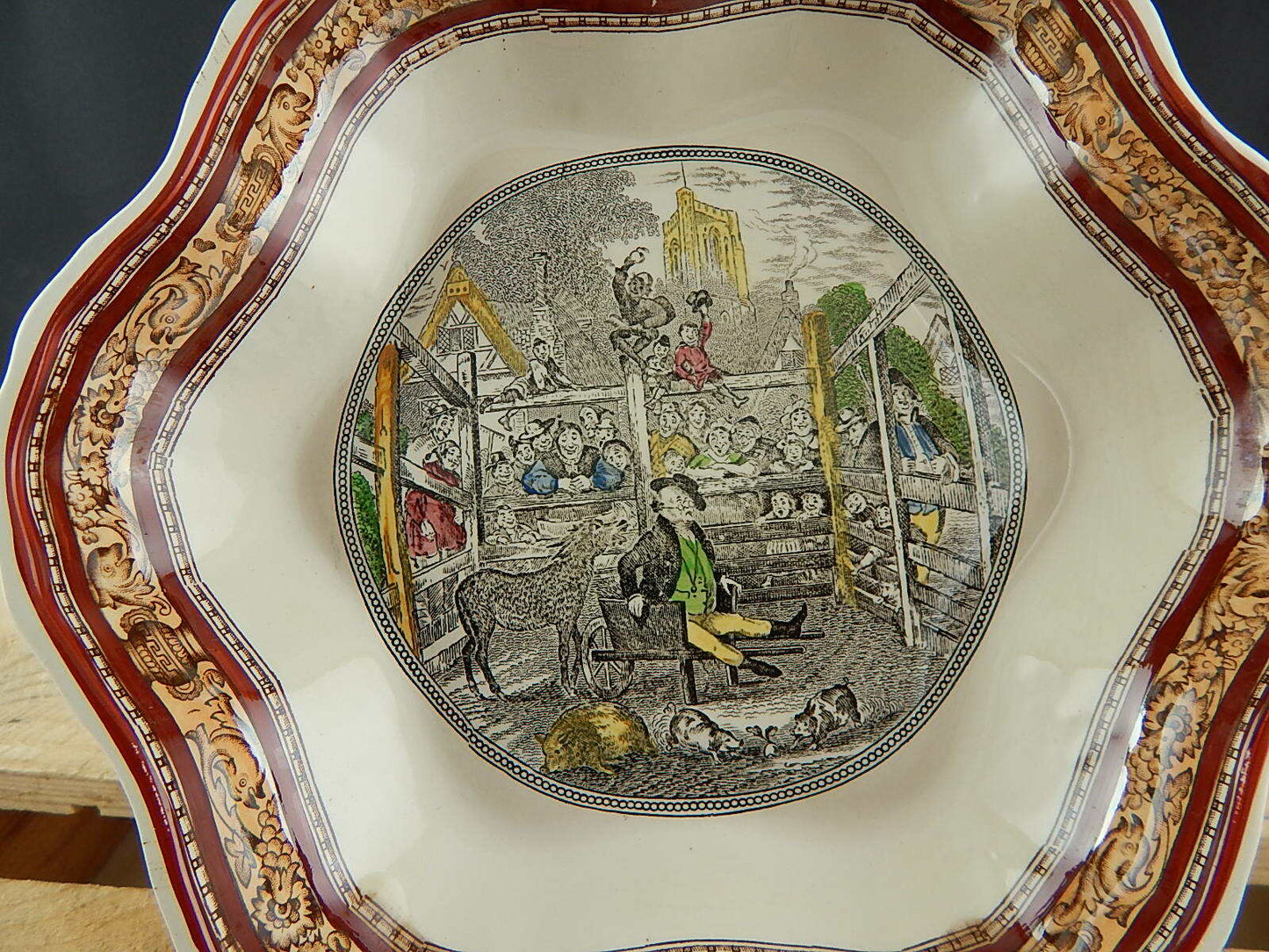 VINTAGE CENTROTAVOLA PIATTO CERAMICA WEDGWOOD ADAMS MR PICKWICK IN THE POUND