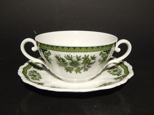 VINTAGE PORCELLANA TAZZA BRODO CONSOMME' SELTMANN WEIDEN HUBERTUS BAROCCO VERDE