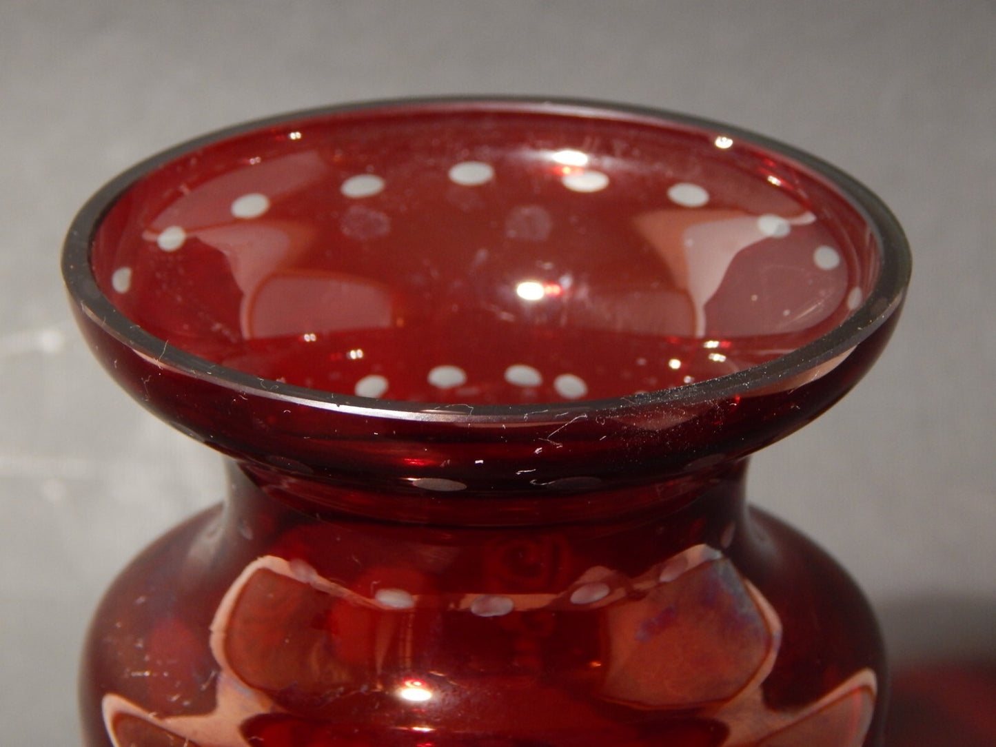 ANTICO PREZIOSO VASO CRISTALLO DI BOEMIA ROSSO RUBINO INCISO BIEDERMEIER