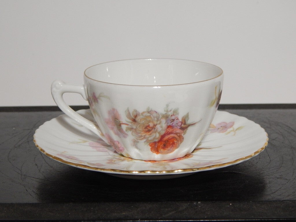 ANTICA TAZZINA CAFFÈ PORCELLANA BIANCA DECORO FLOREALE BAVARIA SELTMANN WEIDEN