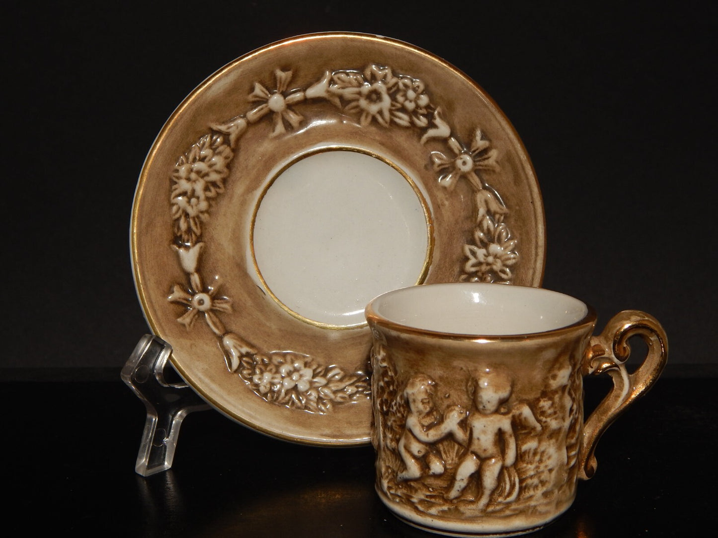 VINTAGE TAZZINA CAFFE' PORCELLANA MAS REGIO CAPODIMONTE