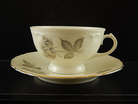 VINTAGE PREZIOSA RICHARD GINORI TAZZA DA TE' PORCELLANA DECORO LA ROSA GRIGIA