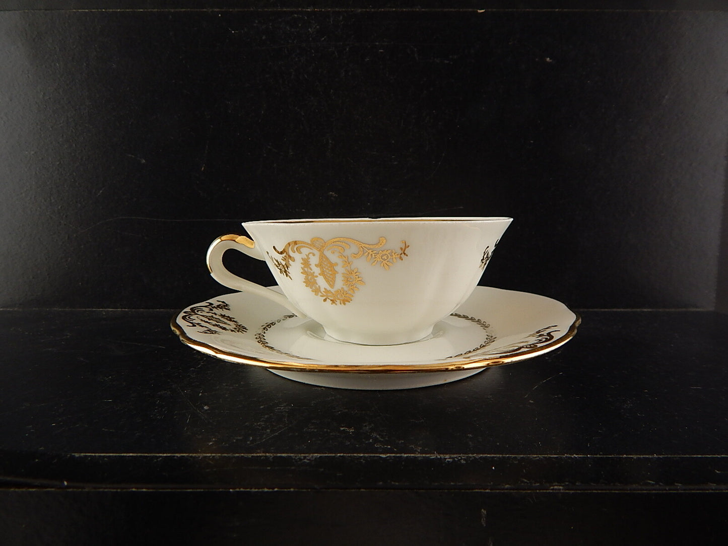 ANTICA TAZZA CAFFÈ PORCELLANA BIANCA ORO PORCELAINE COMPAGNIE NATIONALE DIFETTO