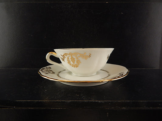 ANTICA TAZZA CAFFÈ PORCELLANA BIANCA ORO PORCELAINE COMPAGNIE NATIONALE DIFETTO
