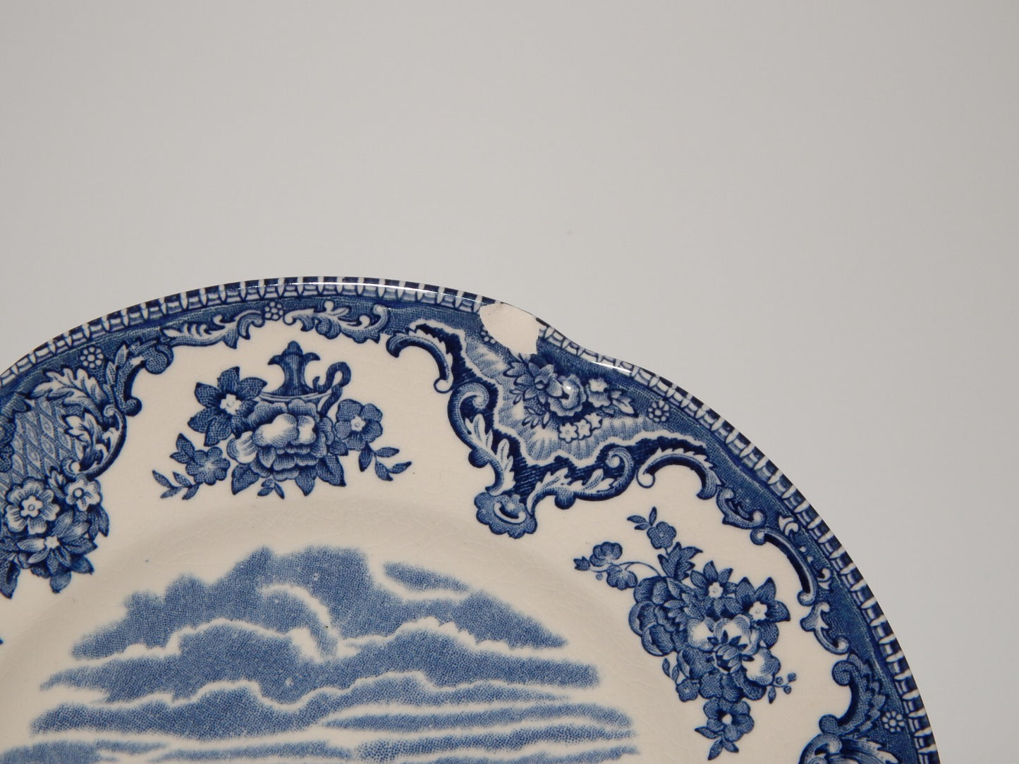 VINTAGE JOHNSON BROS OLD BRITAIN CASTLE BLU PIATTO DESSERT PORCELLANA DIFETTO #