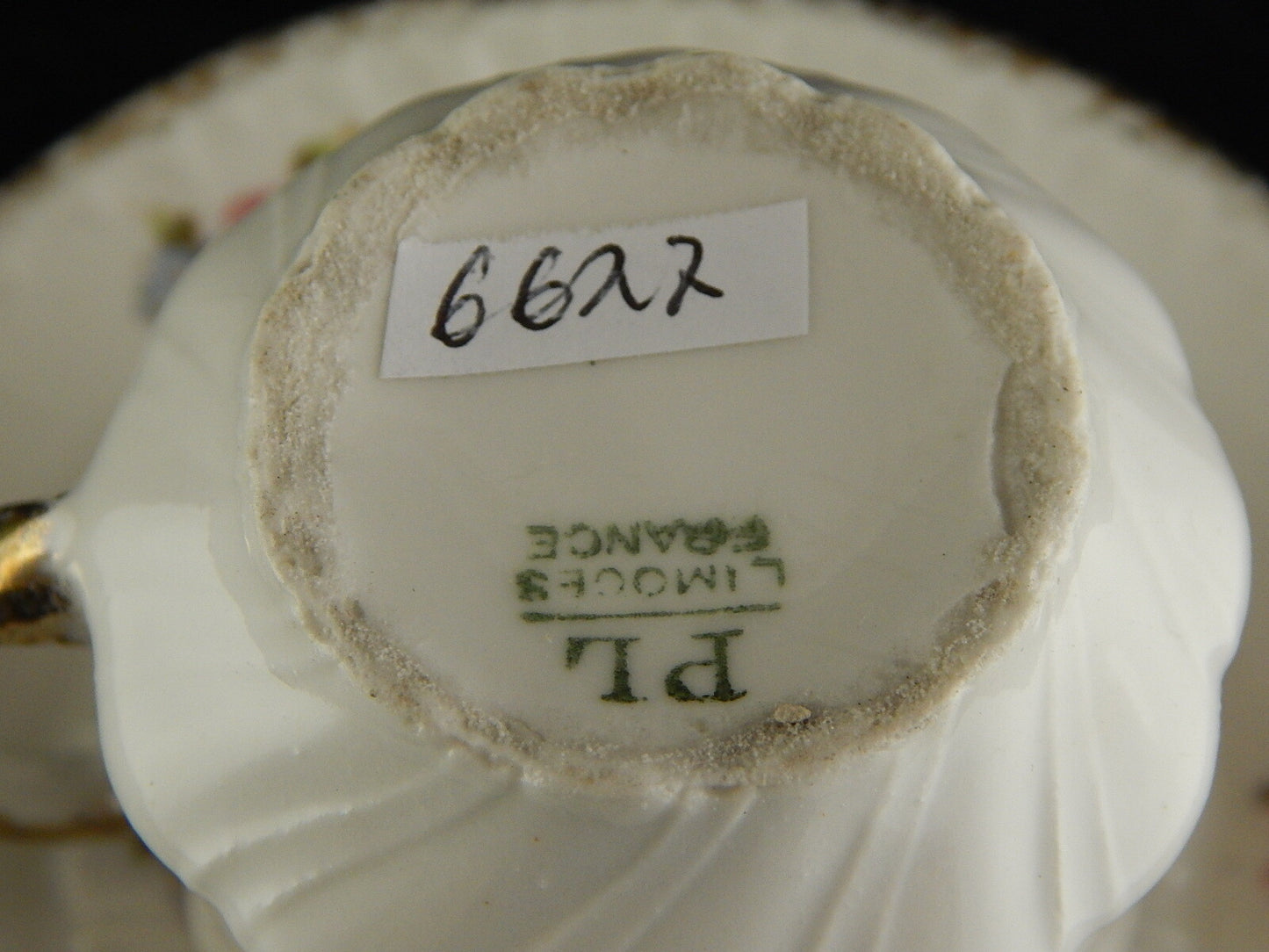 ANTICO SET TAZZA E PIATTO PORCELLANA LIMOGES ART NOUVEAU LIBERTY DIPINTA MANO #