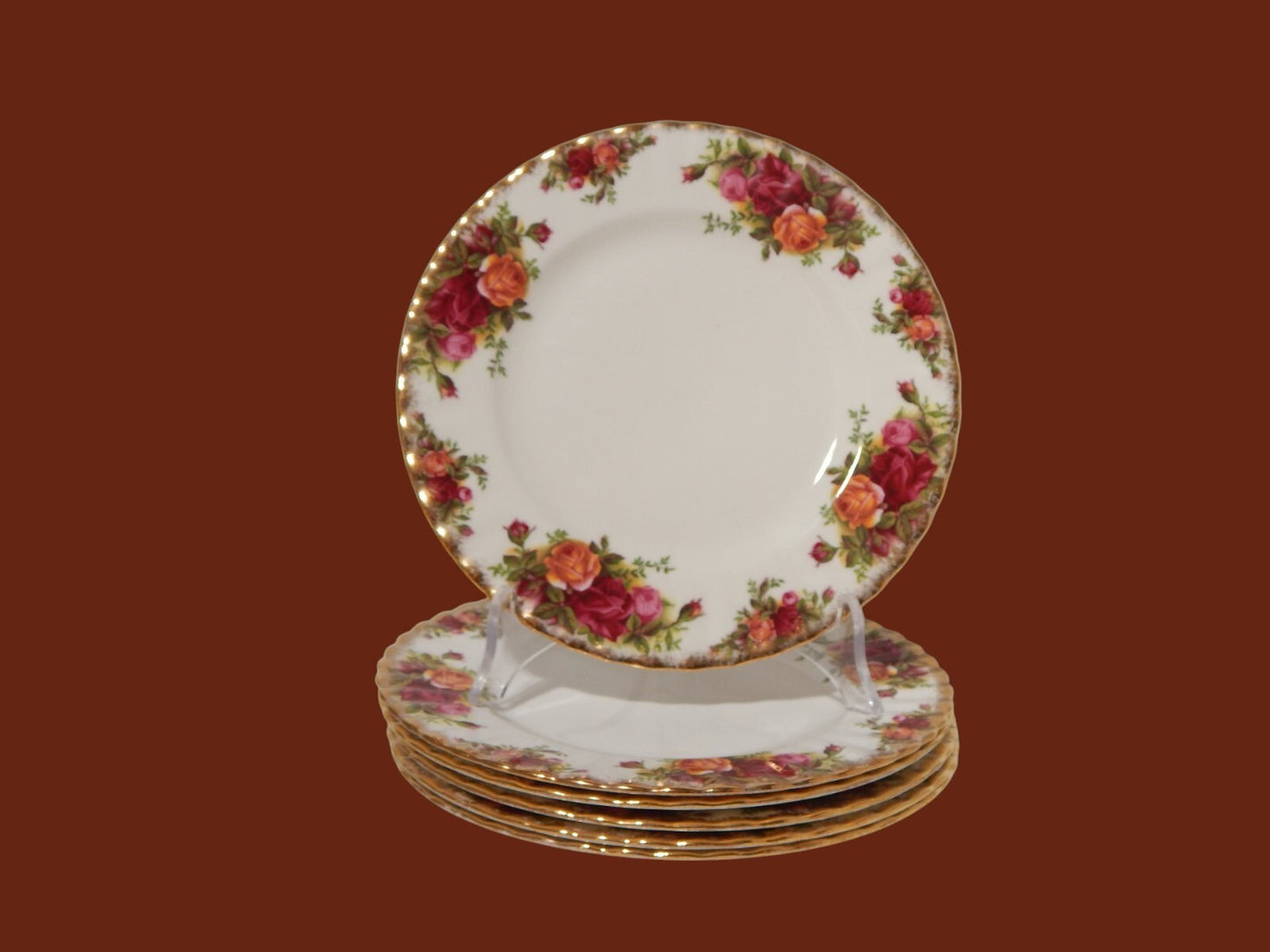 PORCELLANA ROYAL ALBERT OLD COUNTRY ROSES SERVIZIO 6 PIATTI ANTIPASTO INSALATA