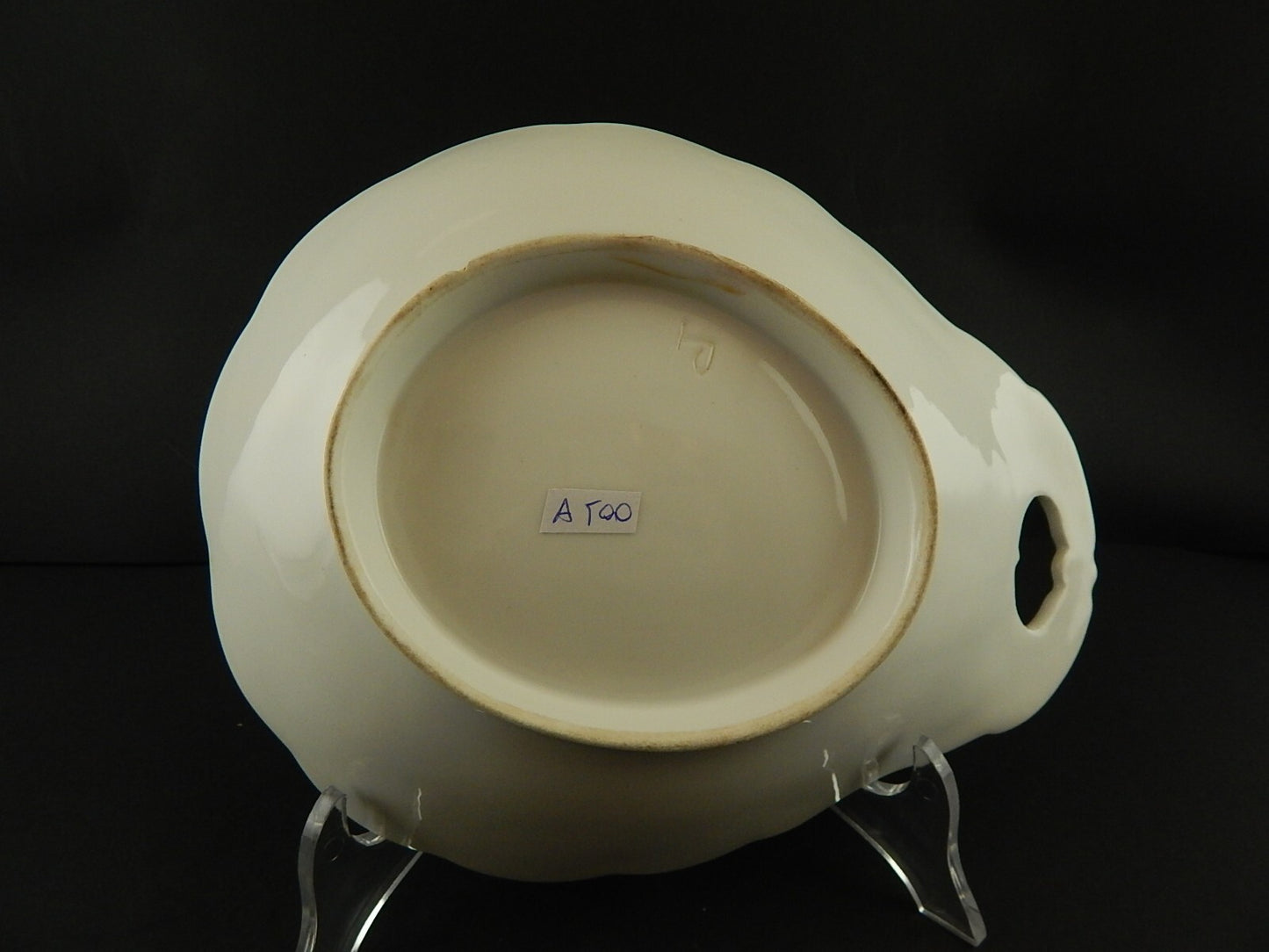 ANTICA RAVIERA CONCHIGLIA VASSOIO PORCELLANA PARIGI BIANCA BLU ORO NAPOLEONE III