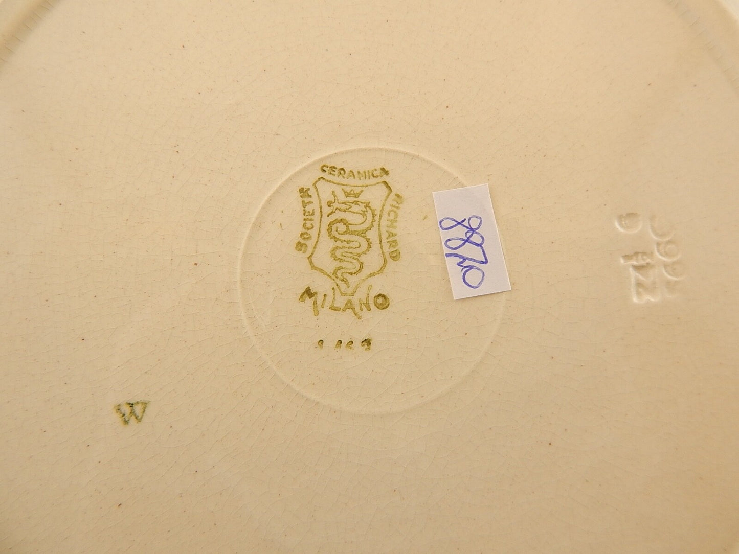 ANTICO 1930 RARO PIATTO CERAMICA RICHARD MILANO DECORO JAPON BIANCO MARRONE