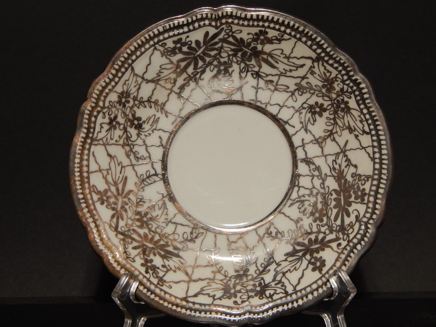 ANTICA RARA PREZIOSA TAZZA COLAZIONE PORCELLANA INGABBIATA IN ARGENTO