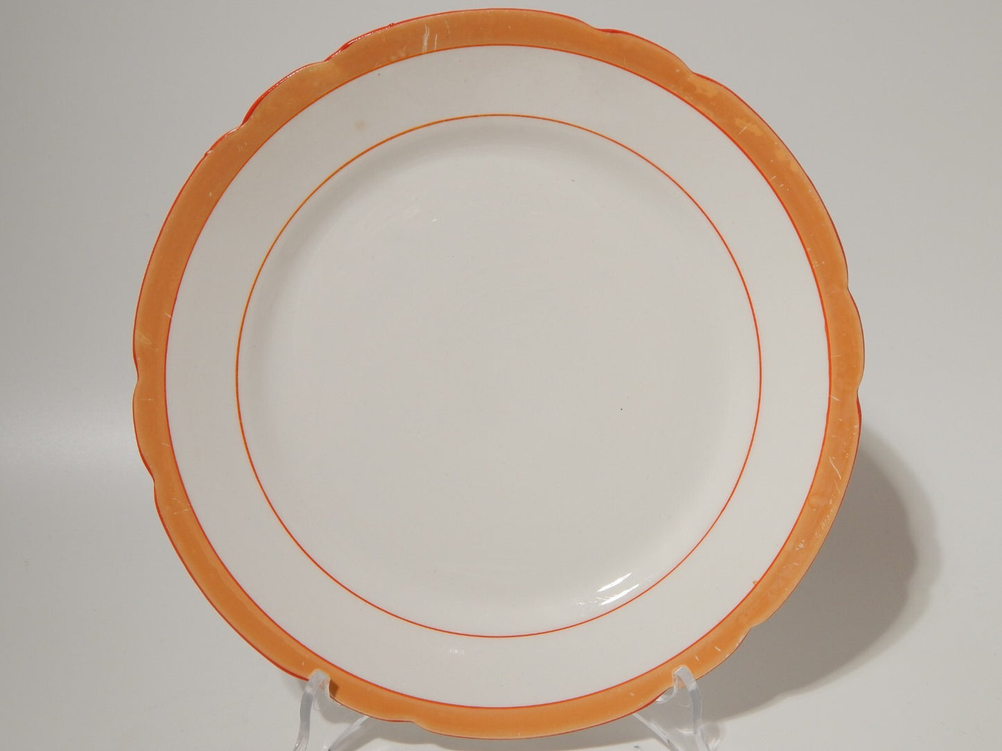 ANTICO ART DECO SERVIZIO TAVOLA 18 PIATTI CERAMICA REVELLI LAVENO FASCIA ARANCIO