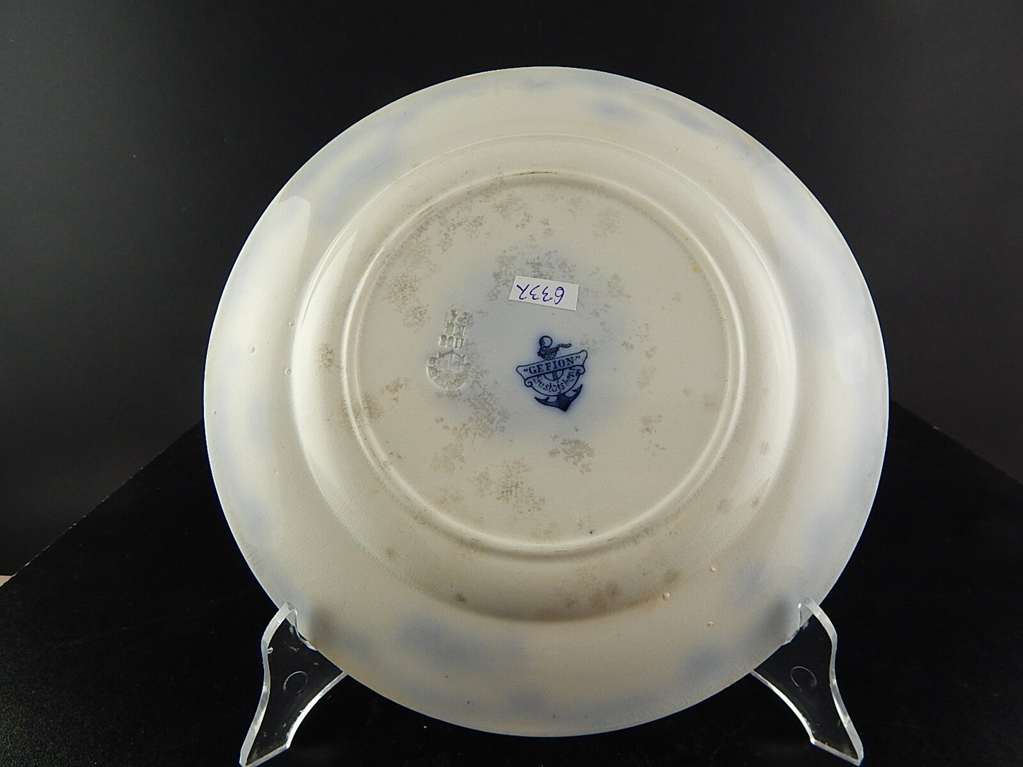 ANTICO AUTENTICO PIATTO PIANO PORCELLANA SECONDA META' 1800 GUSTAVSBERG #6337