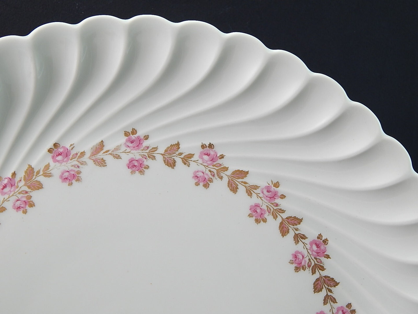 VINTAGE ELEGANTE VASSOIO ROTONDO PORCELLANA BIANCA FIORELLINI LIMOGES HAVILAND