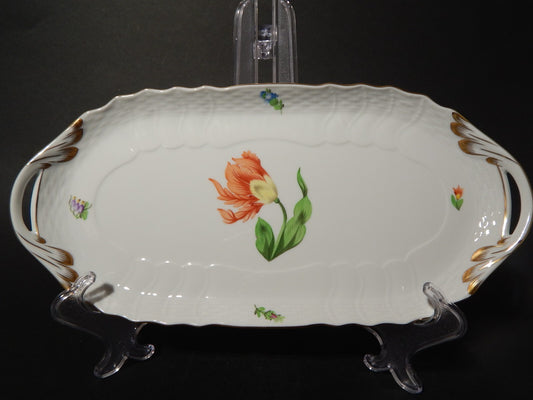 PREZIOSO ELEGANTE PORCELLANA HEREND VASSOIO RETTANGOLARE SANDWICH PETIT BOUQUET