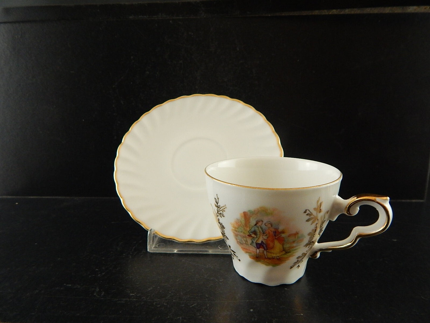 ANTICA TAZZINA CAFFE' PORCELLANA RHEINPFALZ BAVARIA SCENA GALANTE A235