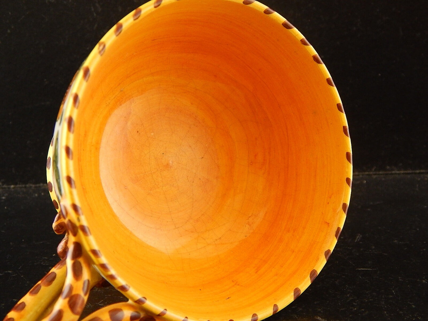 ANTICA TAZZA MAIOLICA CERAMICA POLICROMA FANTECHI ANSA A SERPE PRIMO 900 #8904