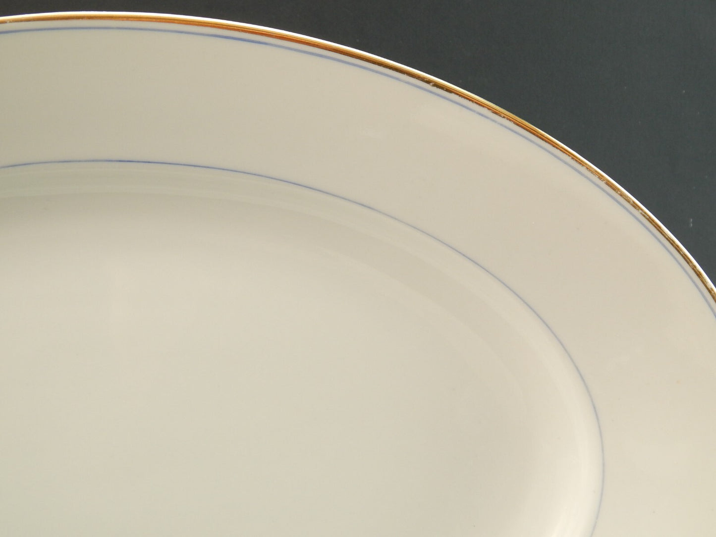 ANTICO DEL 1929 VASSOIO OVALE PORCELLANA RICHARD GINORI PROFILO BLU E ORO