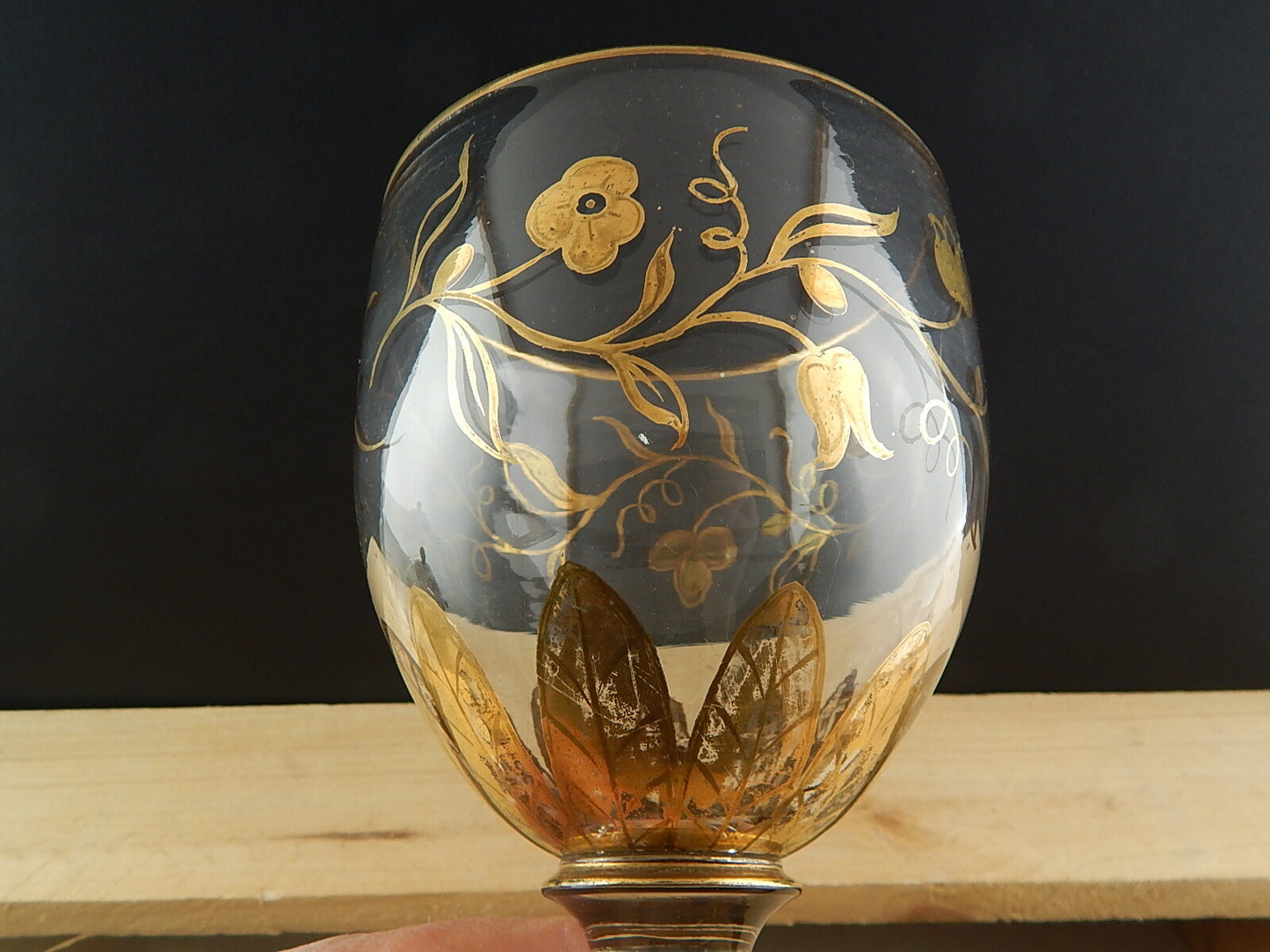 COLLEZIONE GRANDE CALICE COPPA VASO VETRO SOFFIATO MURANO INCLUSIONE FOGLIA ORO