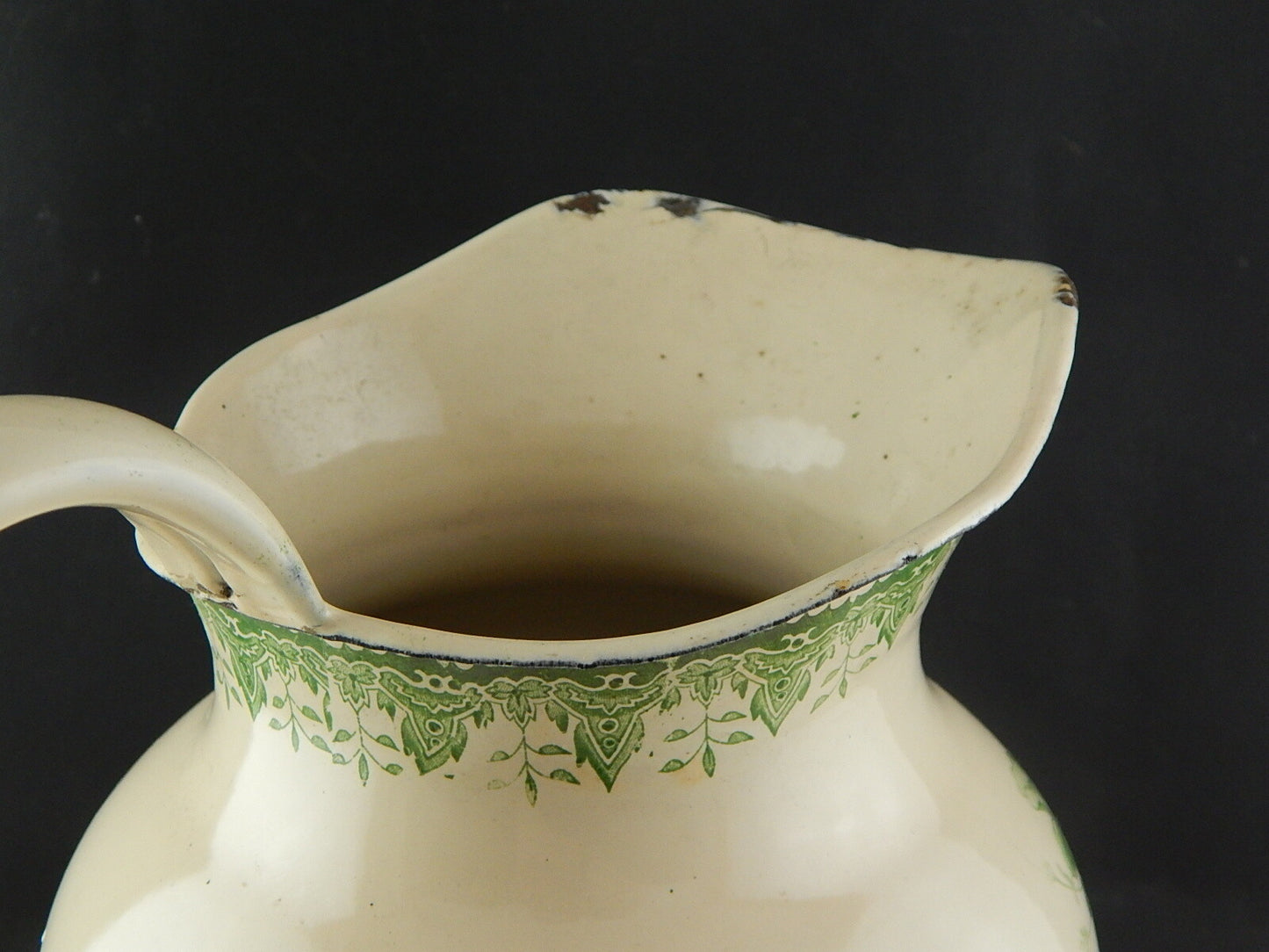 ANTICA ESCLUSIVA BROCCA VERSATOIO LATTA SMALTATA PORCELLANATA DECORO FLOREALE