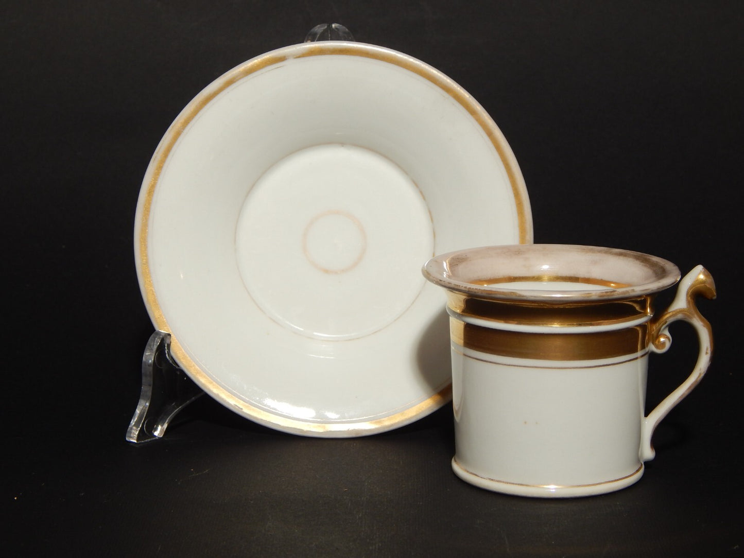 ANTICA PREZIOSA TAZZA PORCELLANA BIANCA E ORO IMPERO GINORI DOCCIA META' 800 #