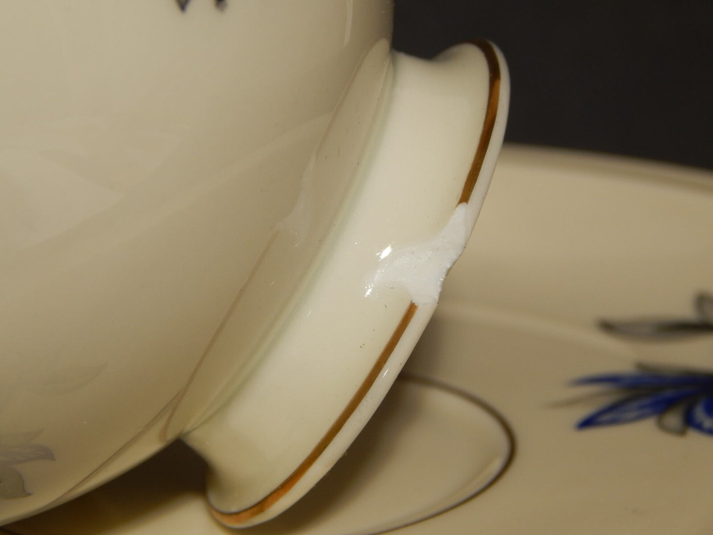 ANTICA PREZIOSA TAZZA TE' PORCELLANA ROSENTHAL WINIFRED FIORI BLU difetto