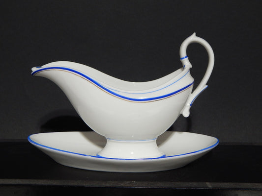 ANTICA SALSIERA CON CUCCHIAIO IMPERO PORCELLANA GINORI DOCCIA XIX SECOLO