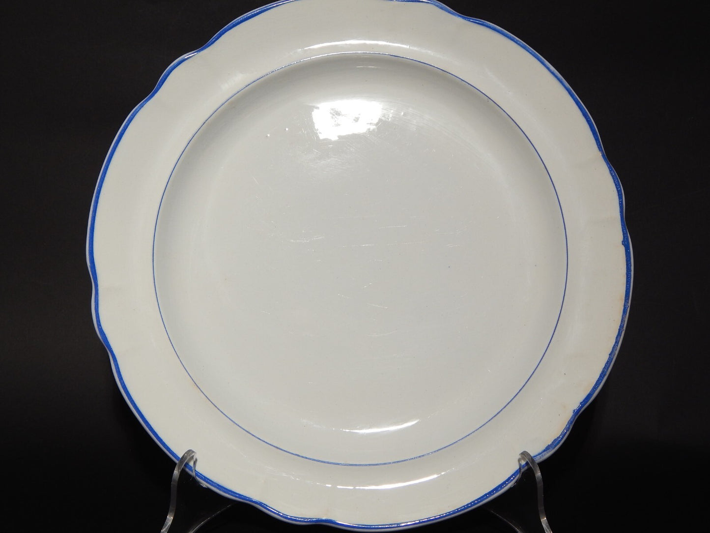 ANTICO RARO VASSOIO CERAMICA BIANCA PROFILO BLU RICHARD MILANO FINE 800 (X146)