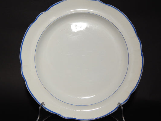 ANTICO RARO VASSOIO CERAMICA BIANCA PROFILO BLU RICHARD MILANO FINE 800 (X146)