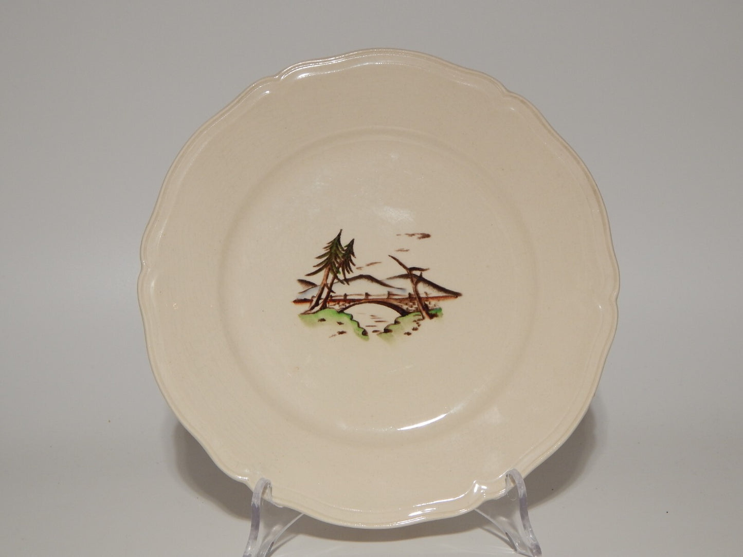 ANTICO PIATTO PI ANO CERAMICA S.C.I. LAVENO ANDLOVIZ PAESAGGIO DIPINTO A MANO