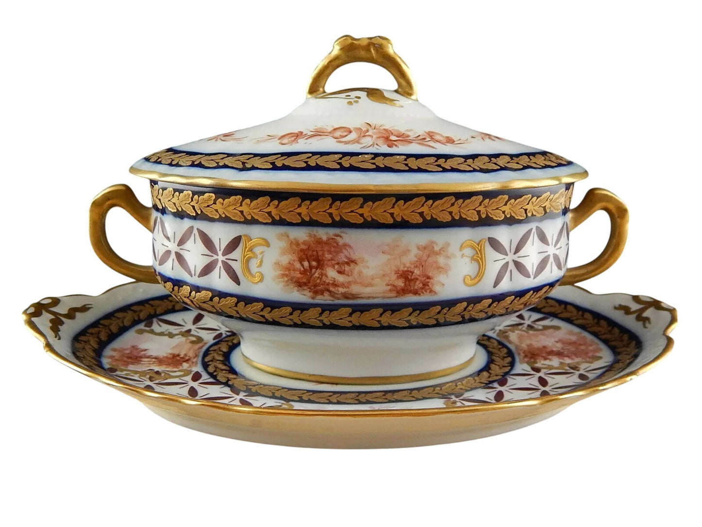 ANTICA 1922 SALSIERA PICCOLA ZUPPIERA PORCELLANA MARCHIO SEVRES DECORATORE DENIS