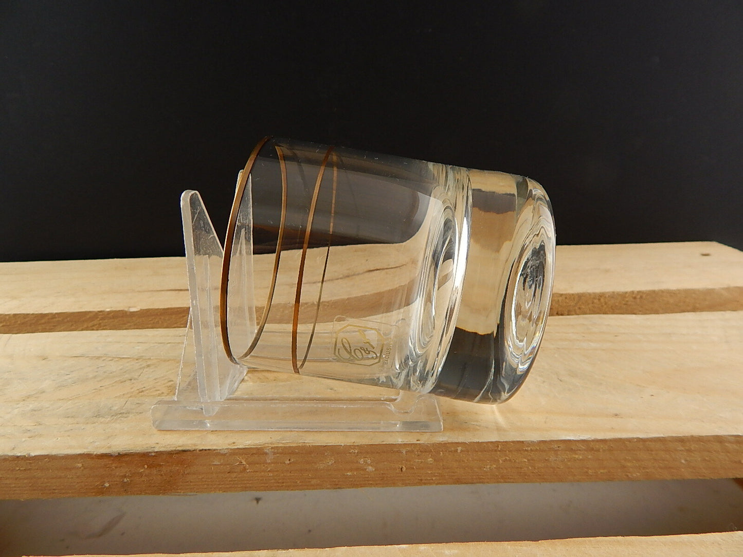 VINTAGE SERVIZIO 6 BICCHIERI CRISTALLO TUMBLER PROFILO ORO ZECCHINO