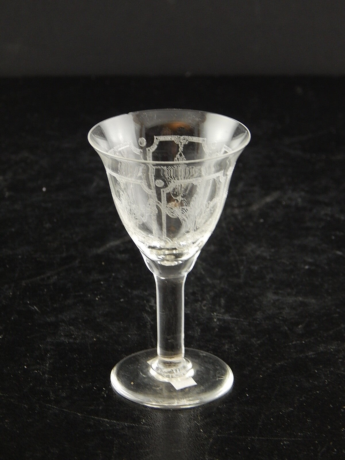 ANTICO ART DECO BICCHIERE CALICE CRISTALLO CON DECORO SERIGRAFATO #7354