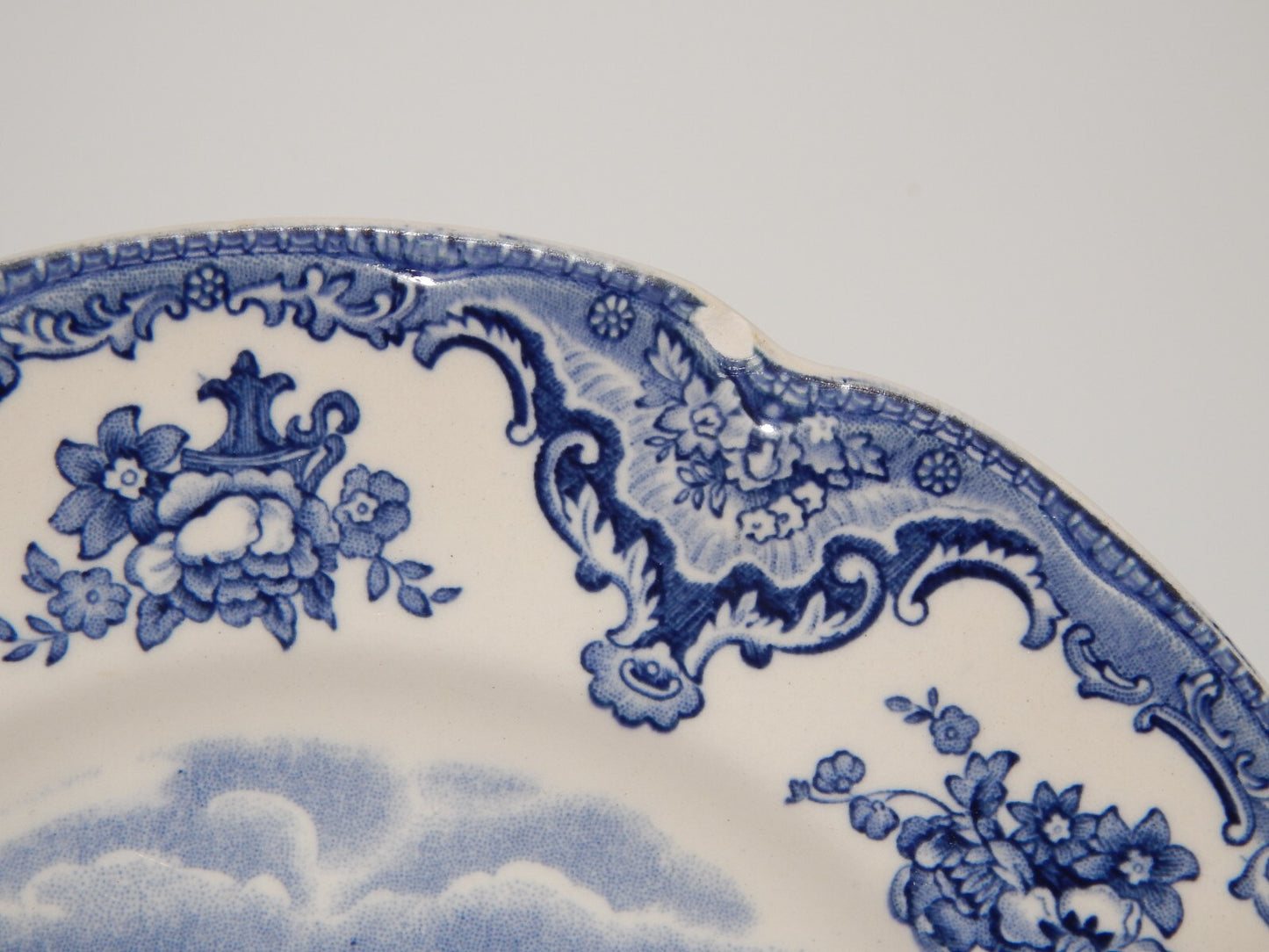 VINTAGE JOHNSON BROS PIATTO OLD BRITAIN CASTLE BLU PORCELLANA DIFETTO #1902