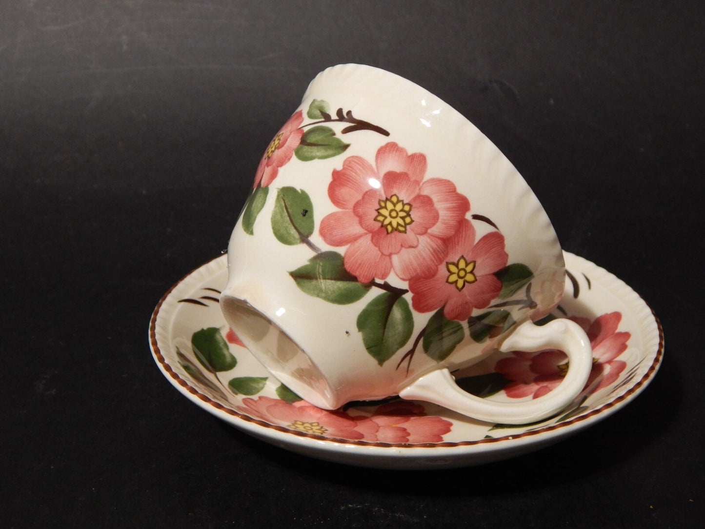 RETRO' RARA TAZZA TE' CERAMICA POTTERY WOOD&SONS DISEGNO "IRISH ROSE"