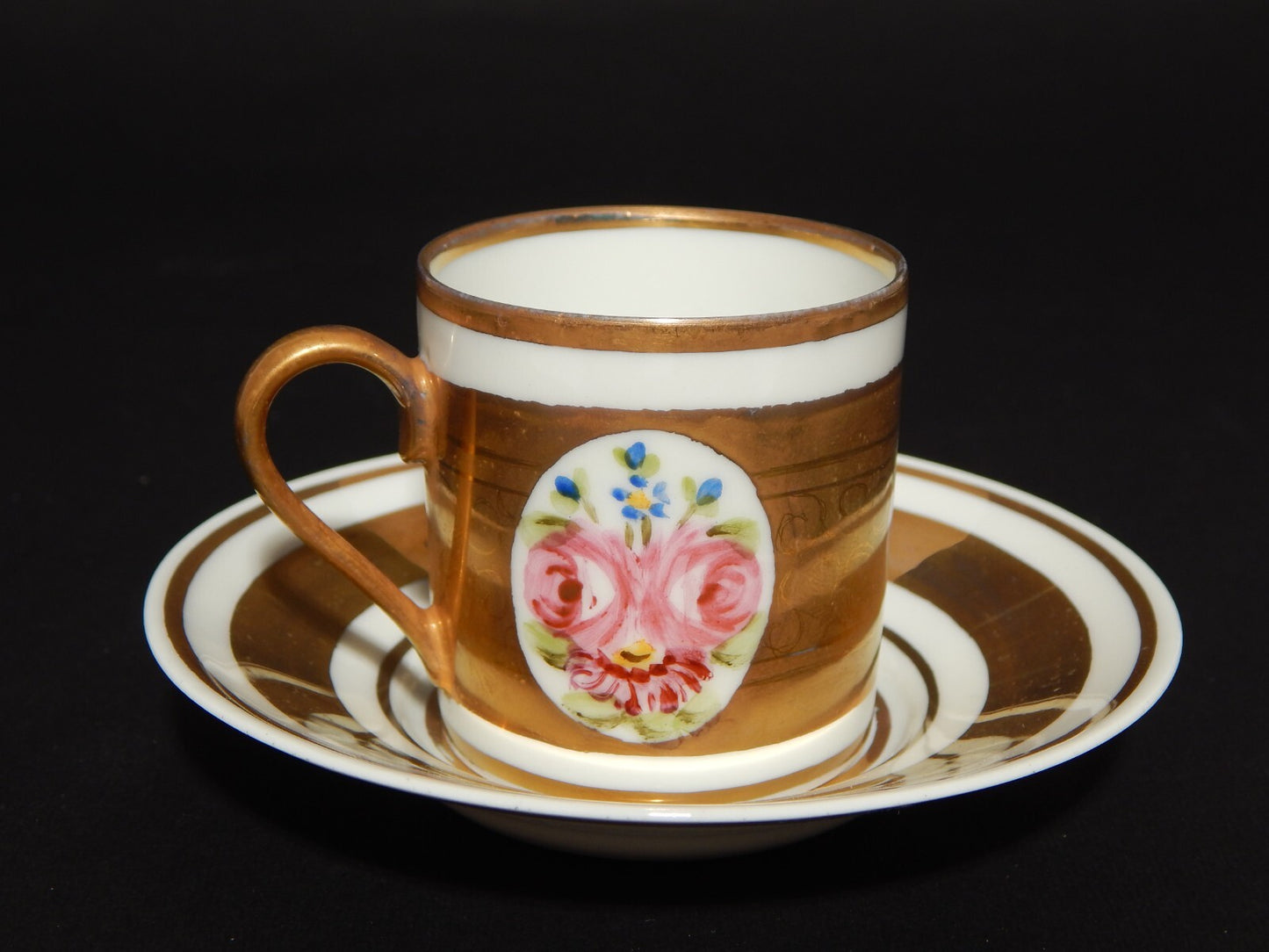 PREZIOSA RARA TAZZINA PORCELLANA LIMOGES DIPINTA A MANO POLICROMIA E ORO