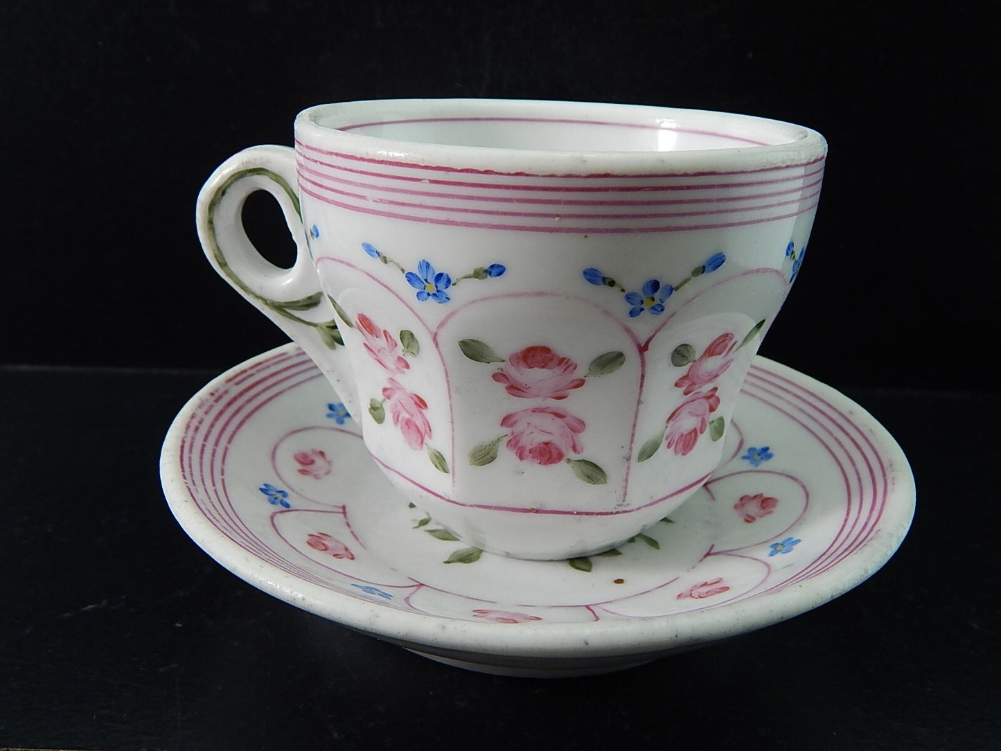 ANTICA TAZZA IMPERO PORCELLANA DOPPIO SPESSORE VECCHIO PARIGI DIPINTA PRIMO '800