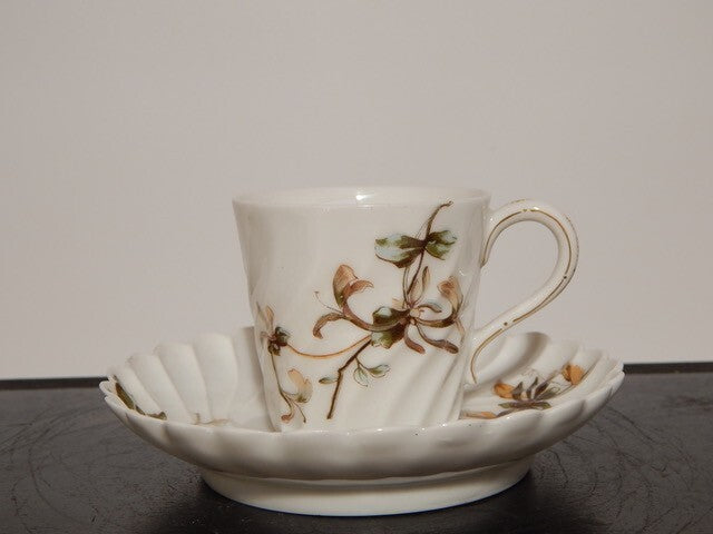 ANTICA ART NOUVEAU TAZZINA CAFFE' PORCELLANA HAVILAND & CO LIMOGES FIORI ROVO ¶¶