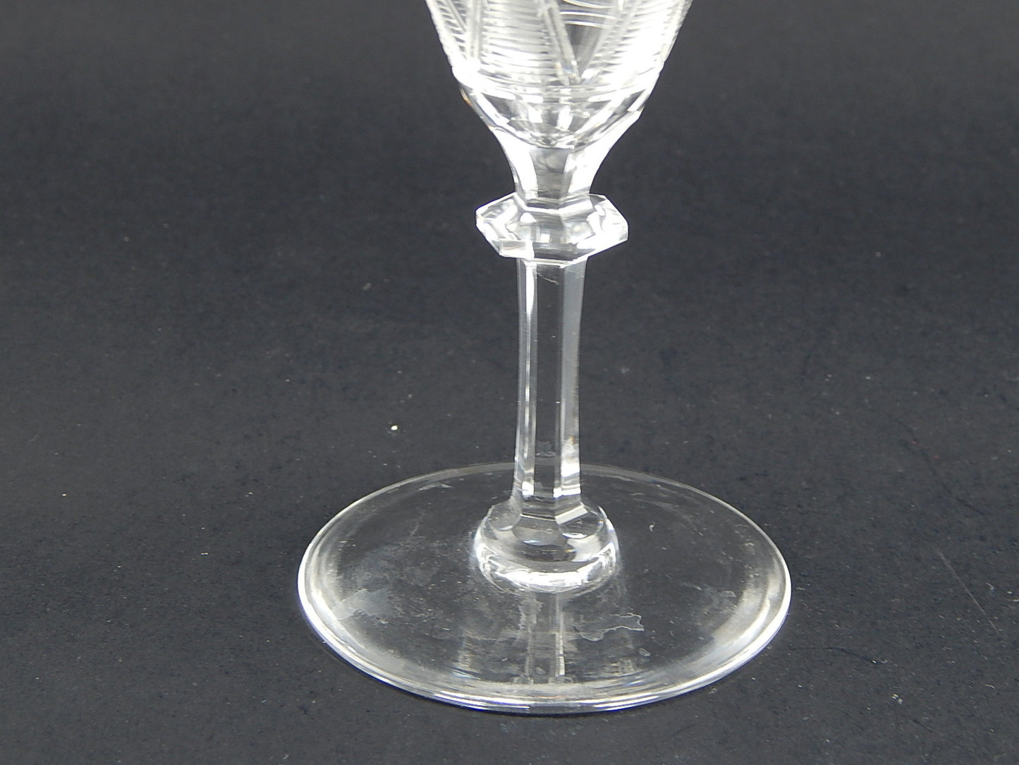 ANTICO BICCHIERE CALICE CRISTALLO INCISO PUNTA DIAMANTE EPOCA ART DECO