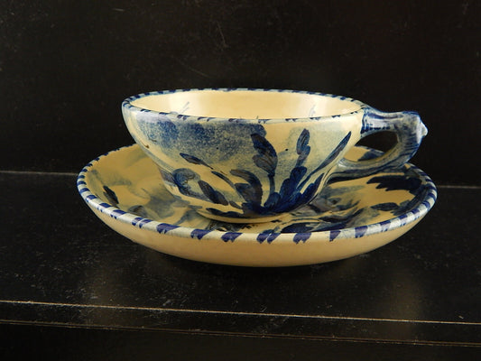 ANTICA TAZZA DA TE' CERAMICA ALBISOLA HANDMADE MADE ITALY DIPINTA A MANO #1