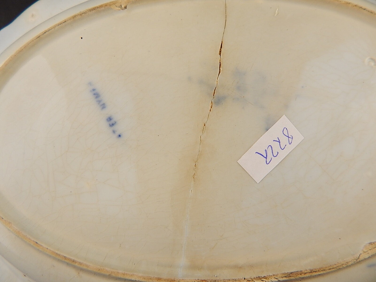 ANTICO VASSOIO NINFEE CERAMICA RICHARD MILANO FINE 800 FLOW BLUE WATER NYMPH