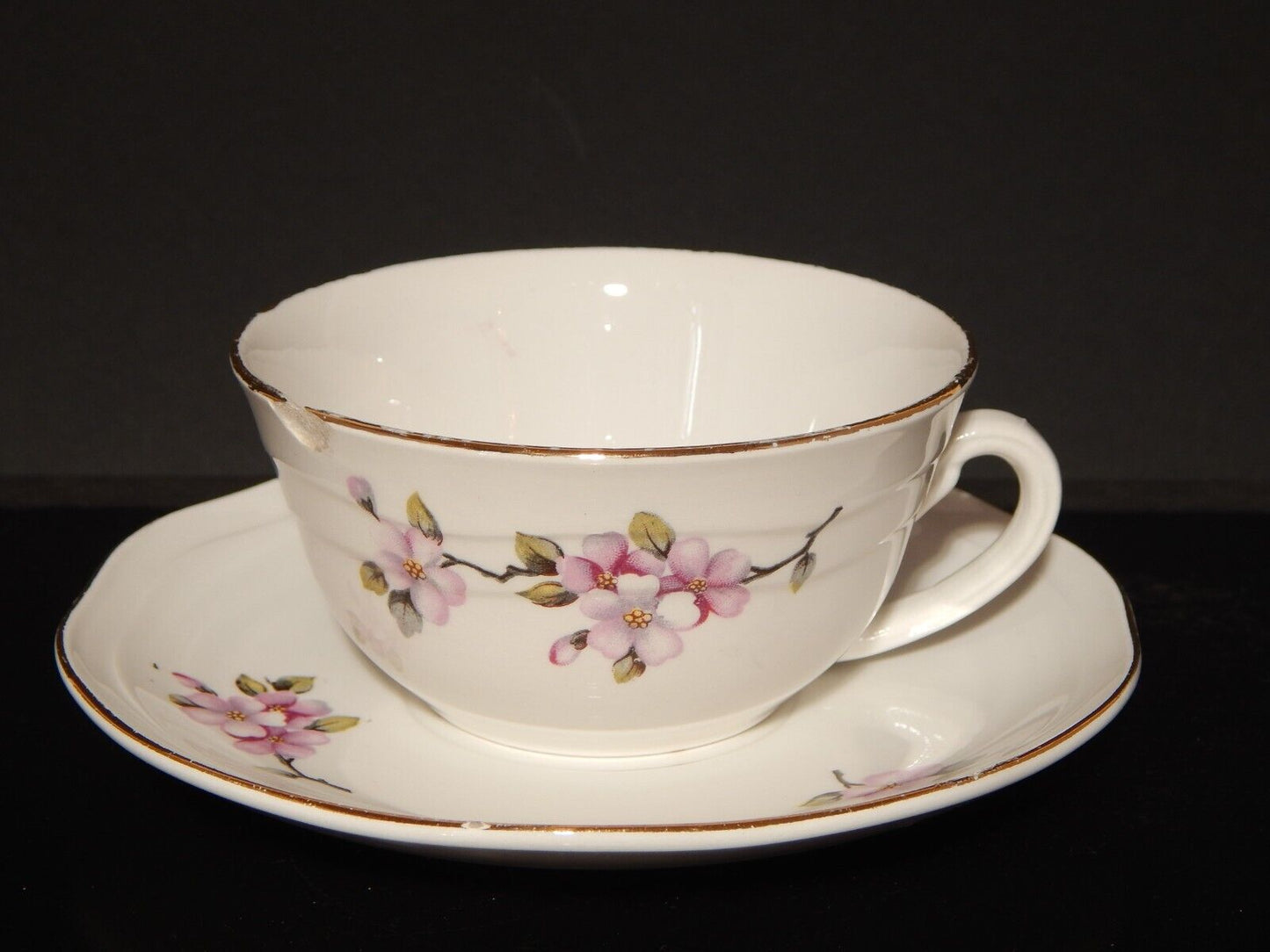 RETRO' TAZZA TE' SOCIETA' CERAMICA ITALIANA LAVENO DECORO FIORI DI PESCO DIFETTO