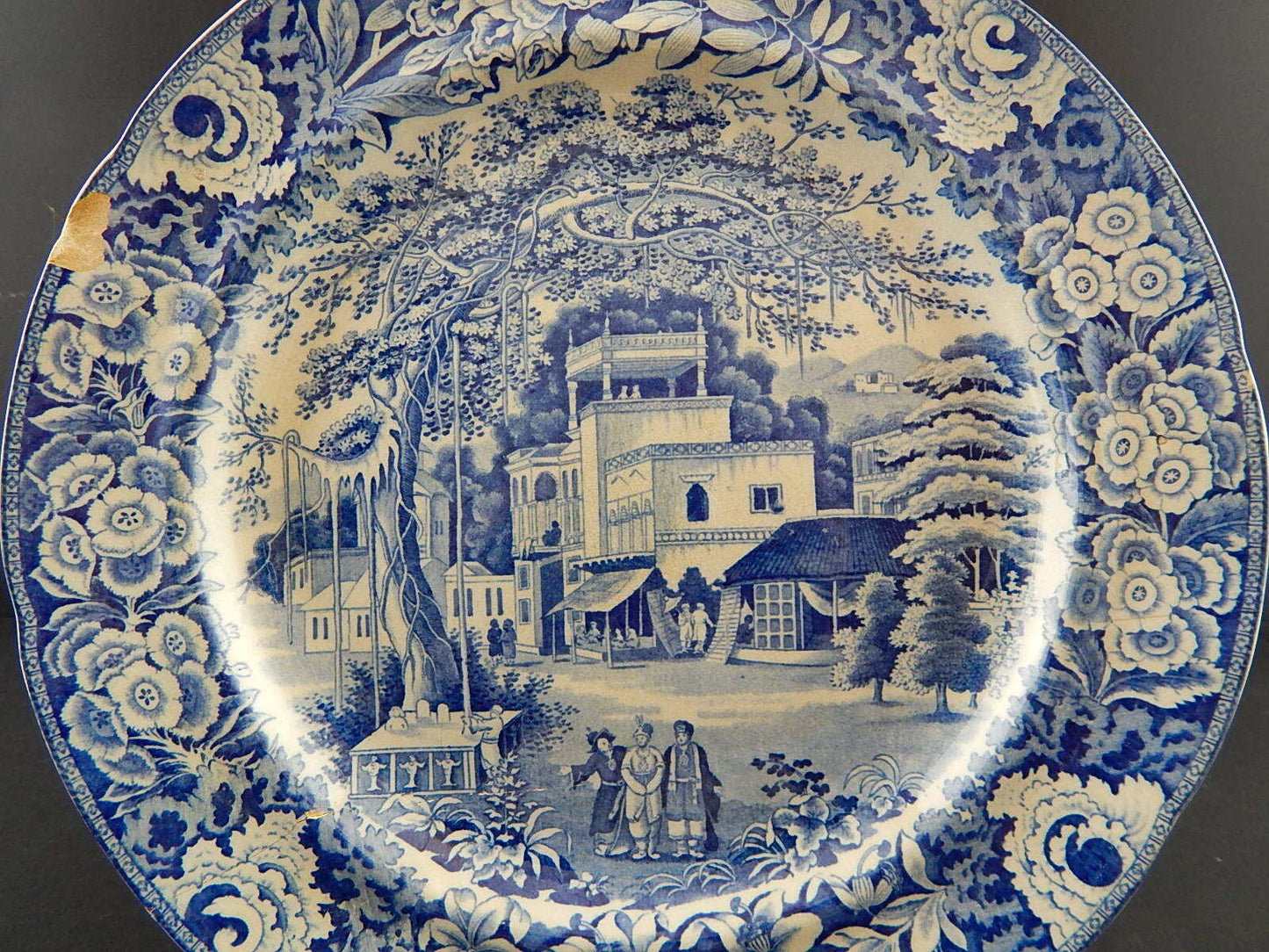 ANTICO DEL 1854 AUTENTICO RARO PIATTO SEMI PORCELLANA WEDGWOOD TRANSFERWARE #