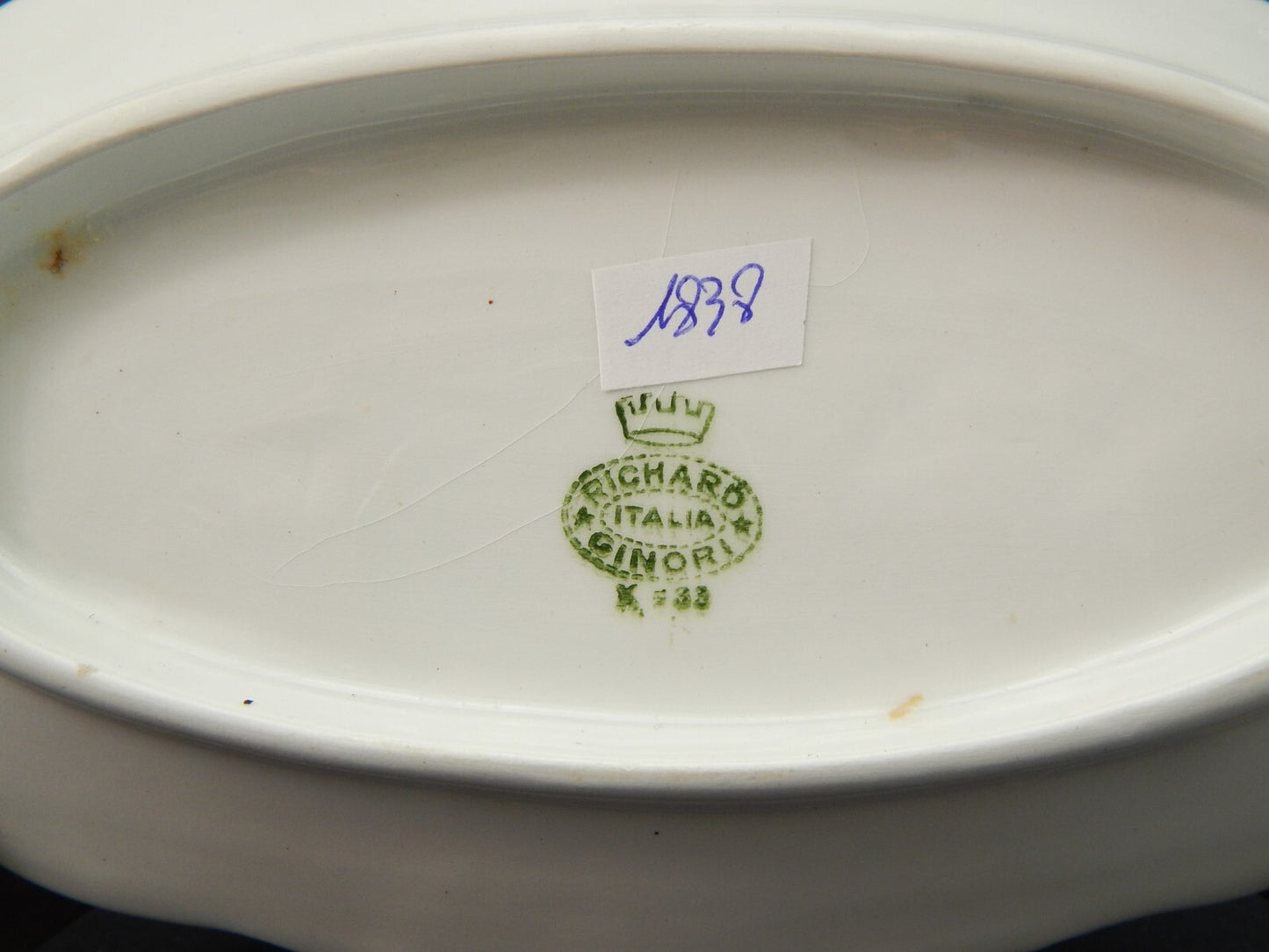 ANTICA RICHARD GINORI RAVIERA VASSOIO PORCELLANA BIANCA E ORO ZECCHINO