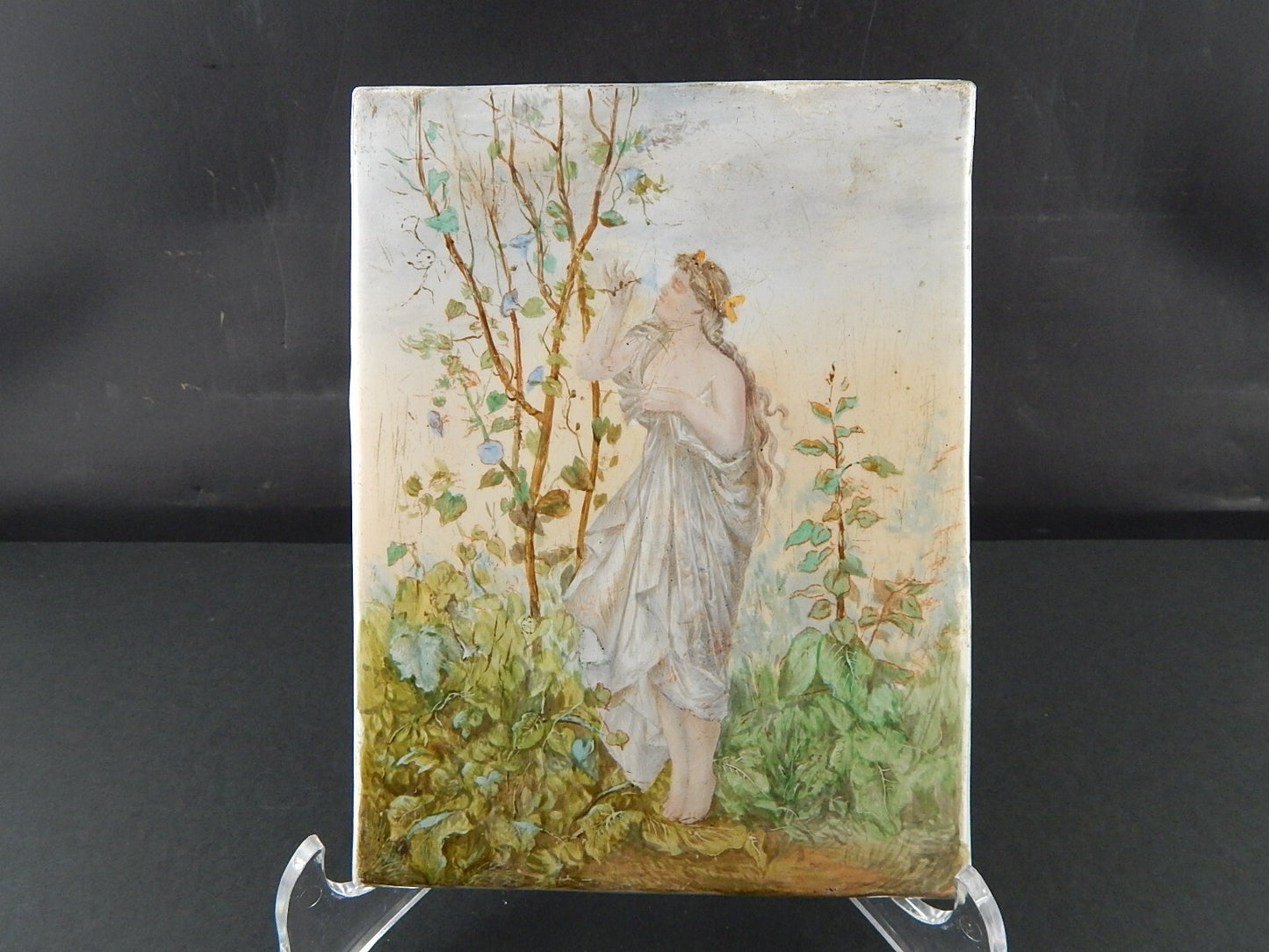 ANTICO AUTENTICO DIPINTO SU CERAMICA LIBERTY