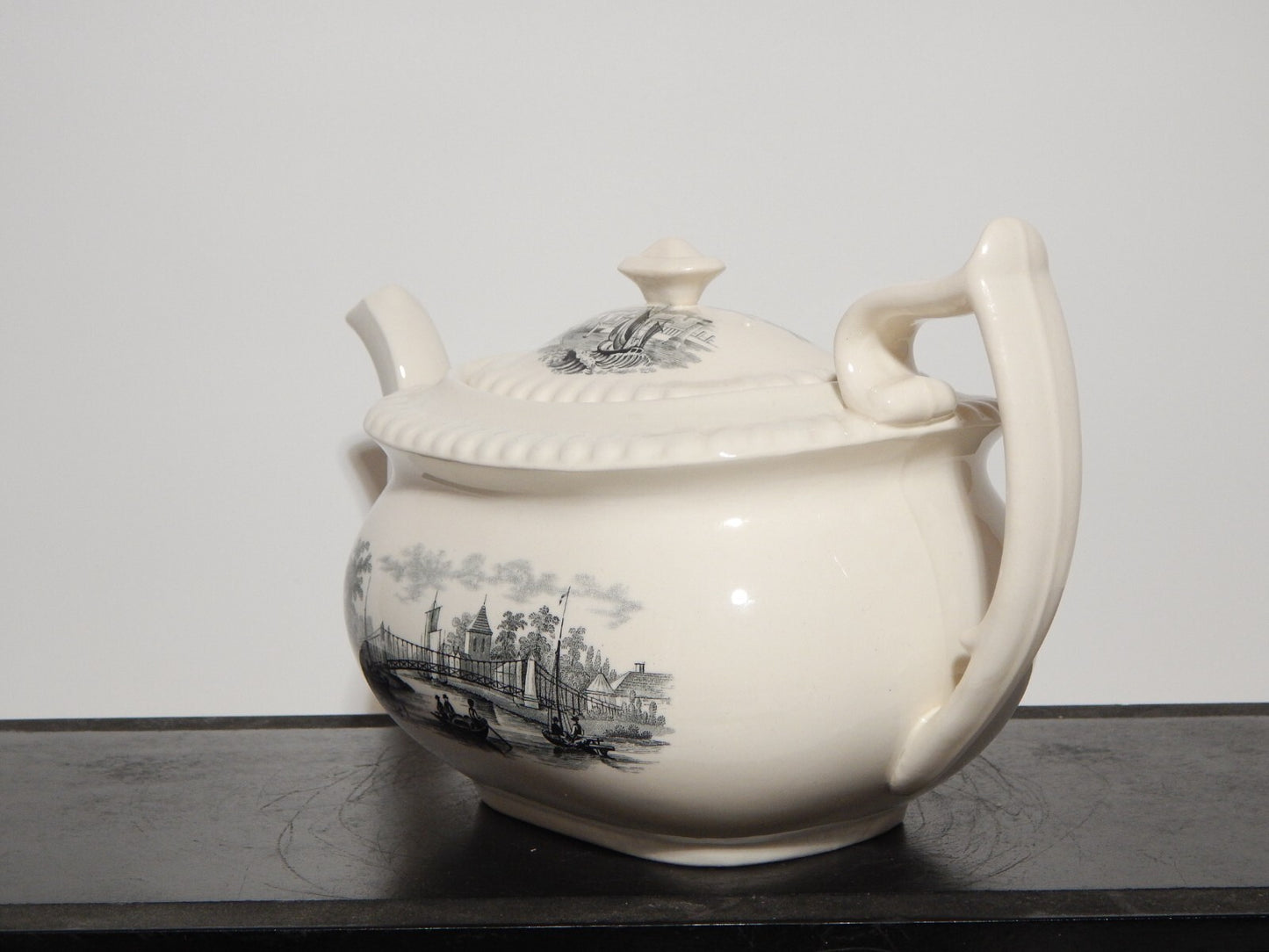 ANTICO RARO SERVIZIO TE' INGLESE SEMI PORCELLANA COPELAND SPODE PAESAGGIO MARINO