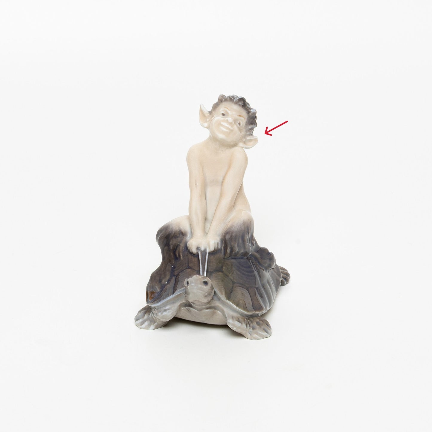 STATUINA PORCELLANA ROYAL COPENHAGEN "Fauno su Tartaruga" 858 CM 9x9x6 DIFETTO