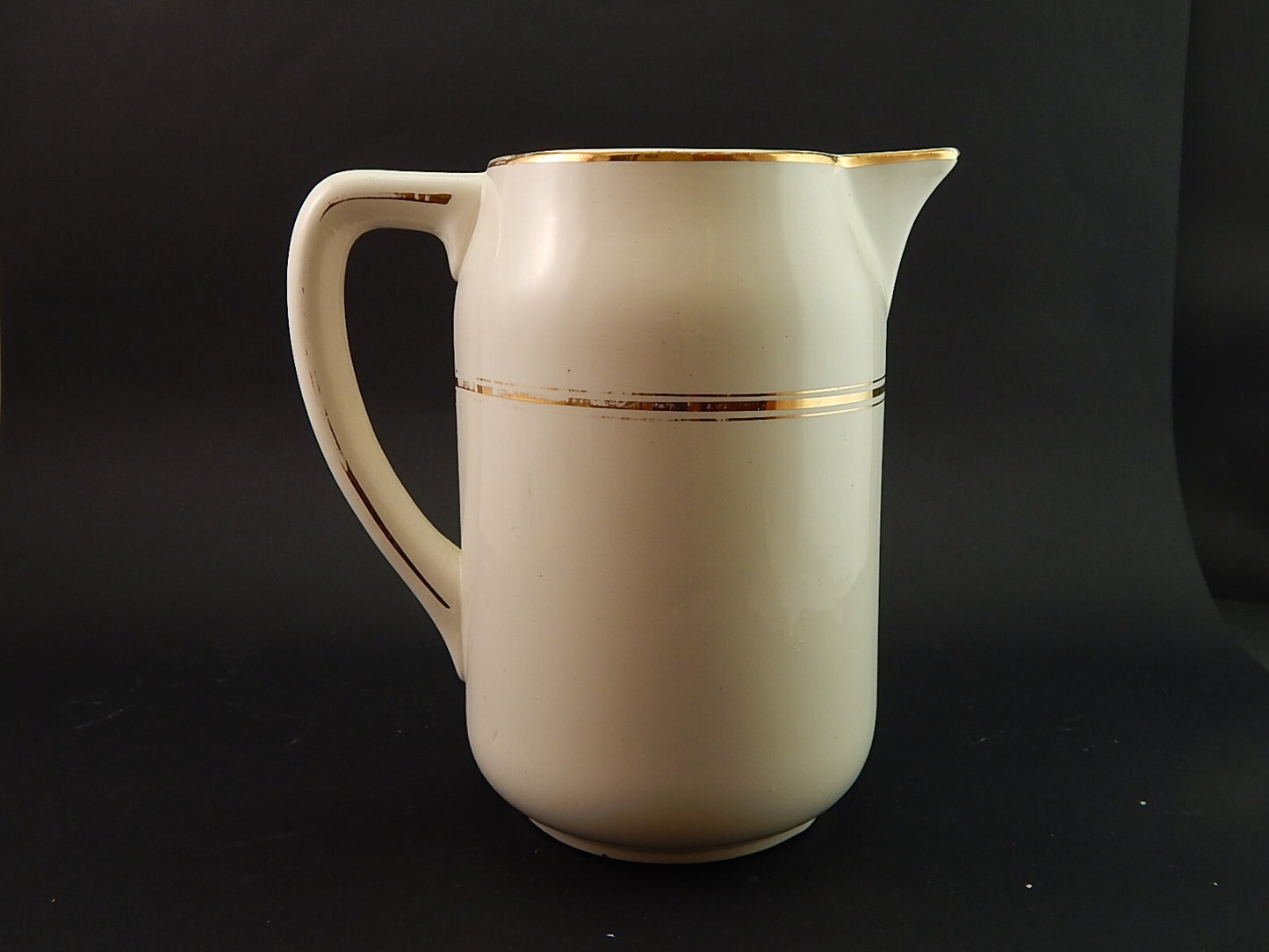 ANTICO SET BAGNO ART DECO CATINO E BROCCA CERAMICA CON PROFILI ORO ZECCHINO