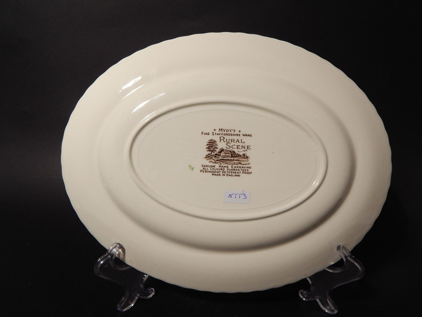 ANTICO VASSOIO CERAMICA INGLESE MYOTT DISEGNO RURAL SCENE STAMPA A MANO X553