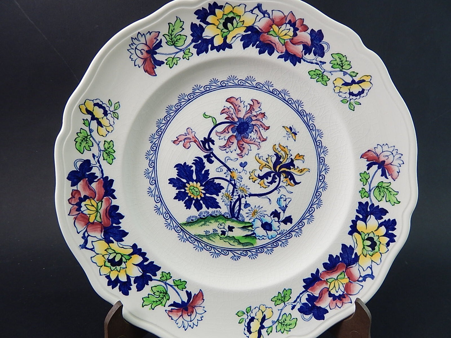 WEDGWOOD&CO VINTAGE PIATTO PIANO SEMI-PORCELLANA META' 900 OLD CANTON CM 25